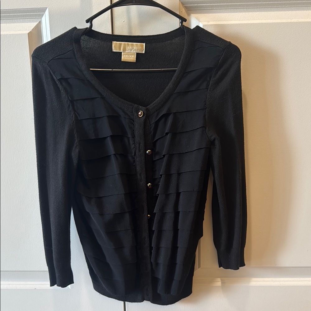 Michael Kors Black Ruffled Cardigan XS - Picture 2 of 5